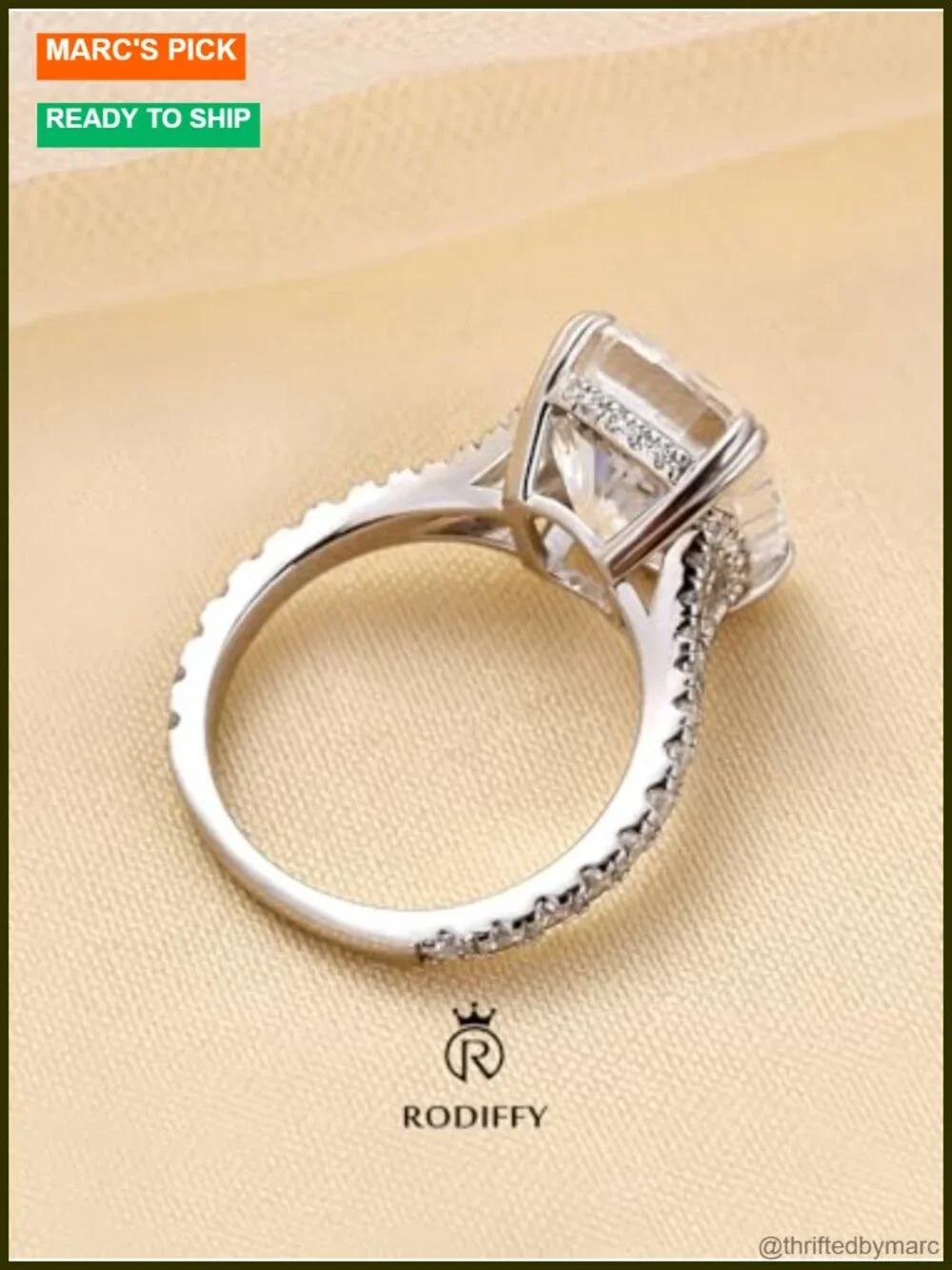 4.5CT Cushion Cut Cubic Zirconia 925 Sterling Silver Promise Ring